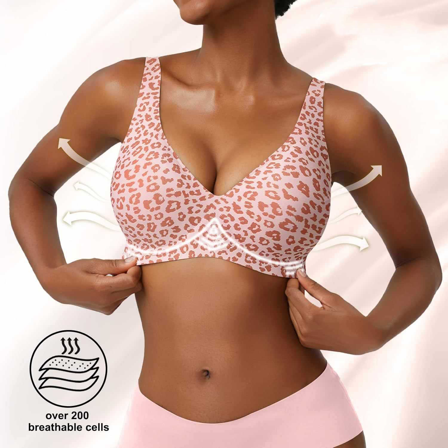 Women's Seamless Pink Leopard  - Plunge Bra Push Up 리뷰 및 가격