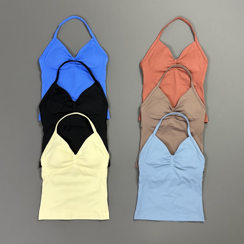 Sports Tank Top Women Halter V - T Shirt Bra Seamless 리뷰 및 가격