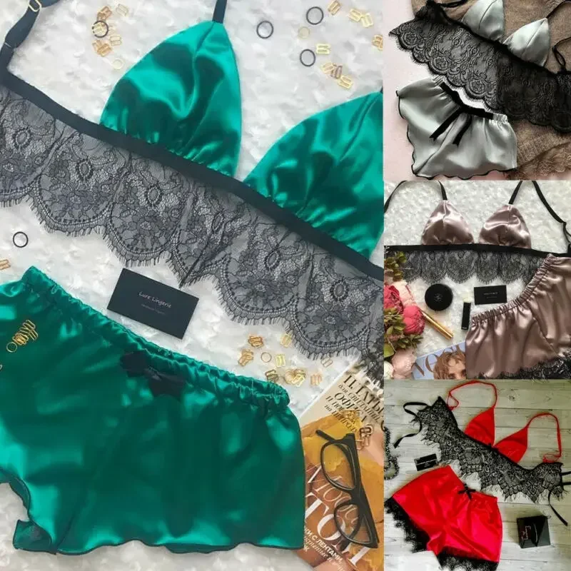 Women's Underwear Sexy Silk Sa - Lace Bralette Set 리뷰 및 가격
