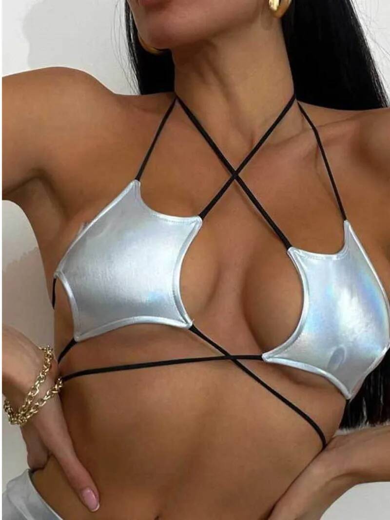 Women's Metallic Star Bra Top  - Lace Bralette Set 리뷰 및 가격