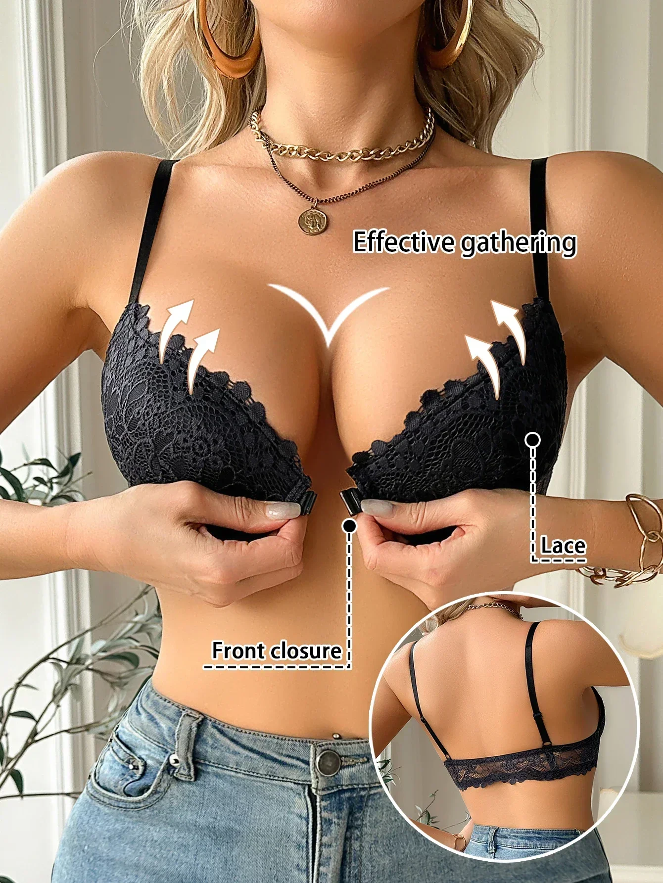 Women's Lace Front Clasp Push  - Cotton Bra Everyday 리뷰 및 가격