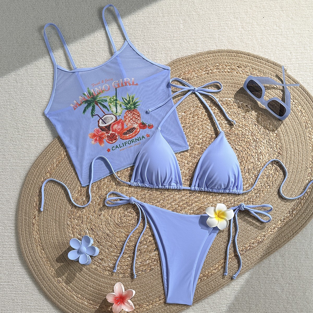 Fruit Print Bikini Bra Top Pas - Sheer Mesh Bra 리뷰 및 가격