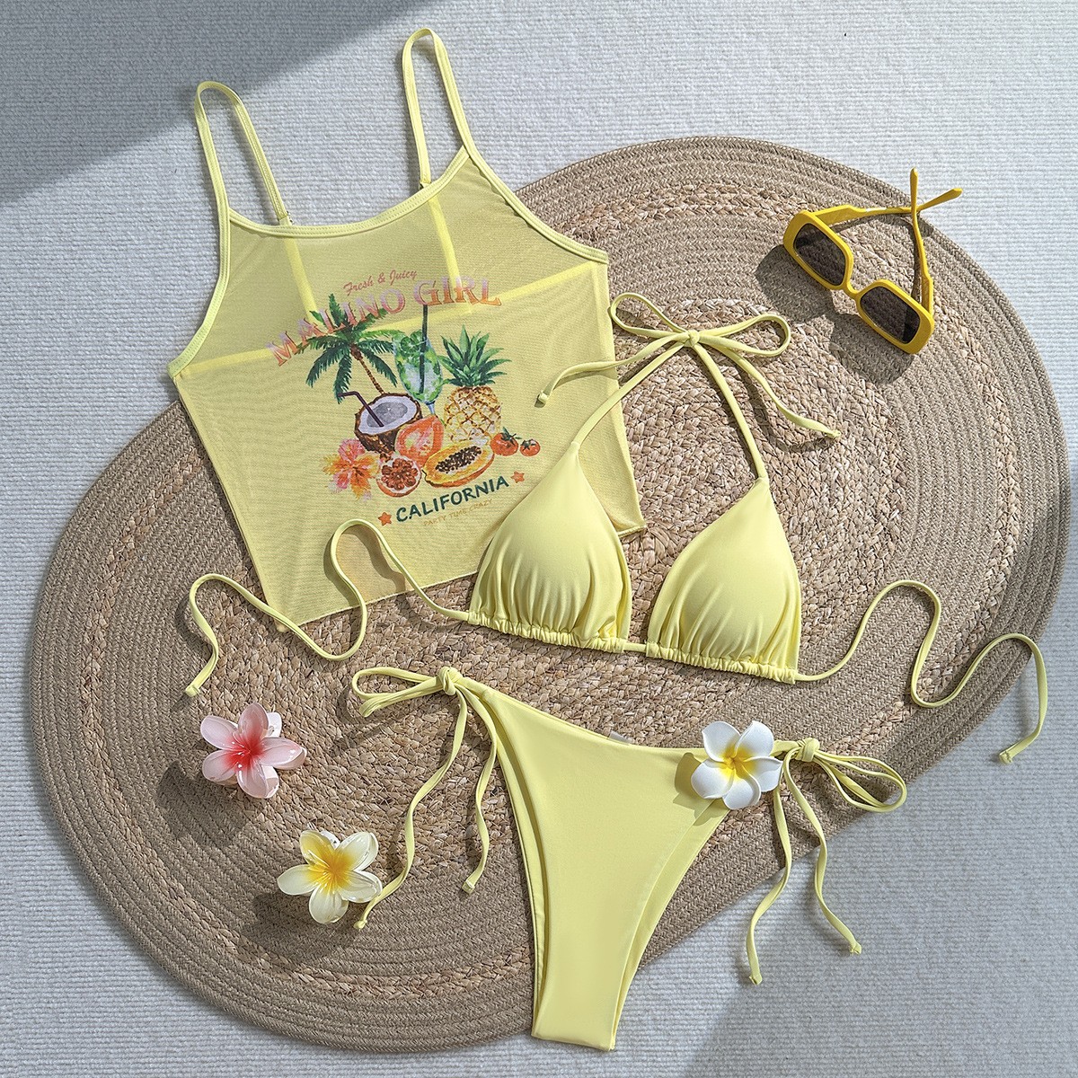 Fruit Print Bikini Bra Top Pas - Sheer Mesh Bra 리뷰 및 가격