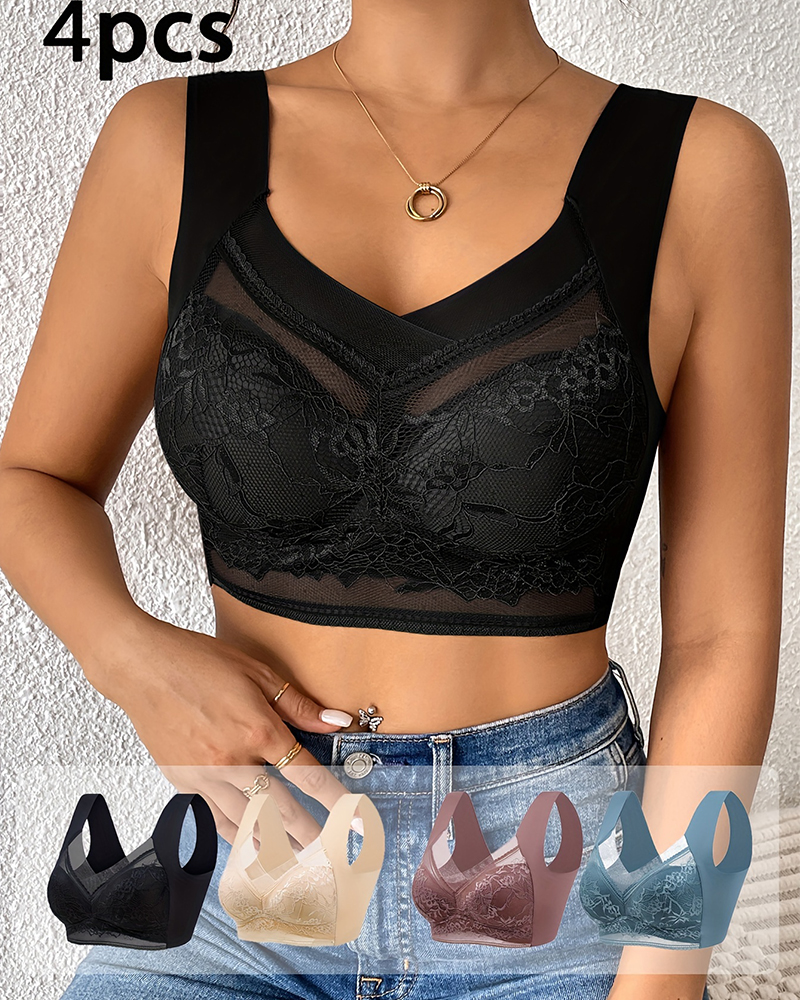 4Pcs Plus Size Women Seamless  - Plunge Bra Push Up 리뷰 및 가격