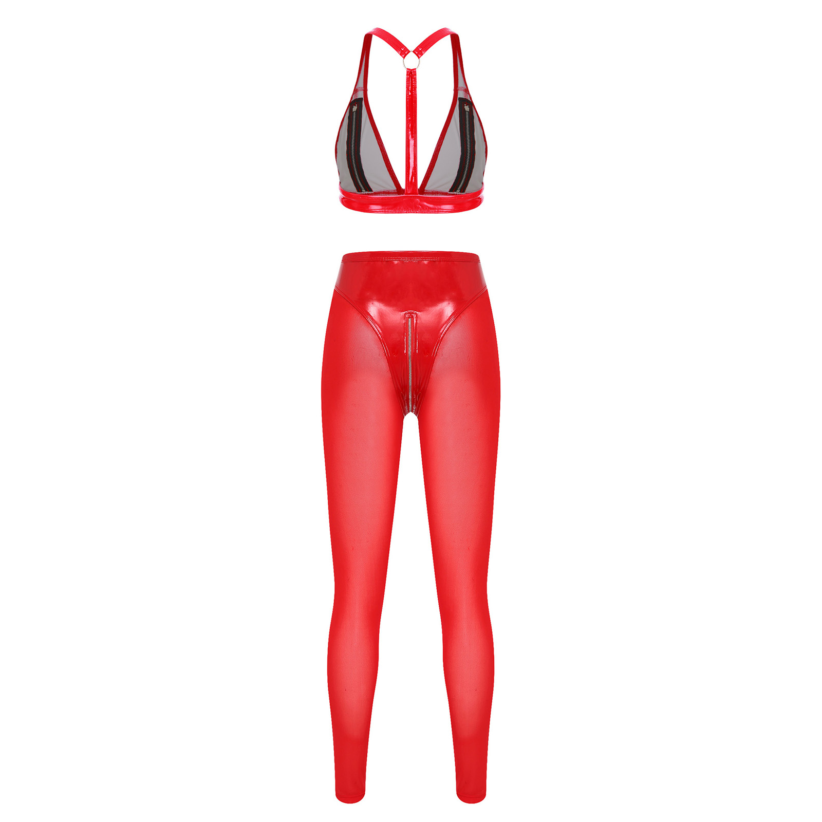 Women Glossy Patent Leather Ou - Sheer Mesh Bra 리뷰 및 가격