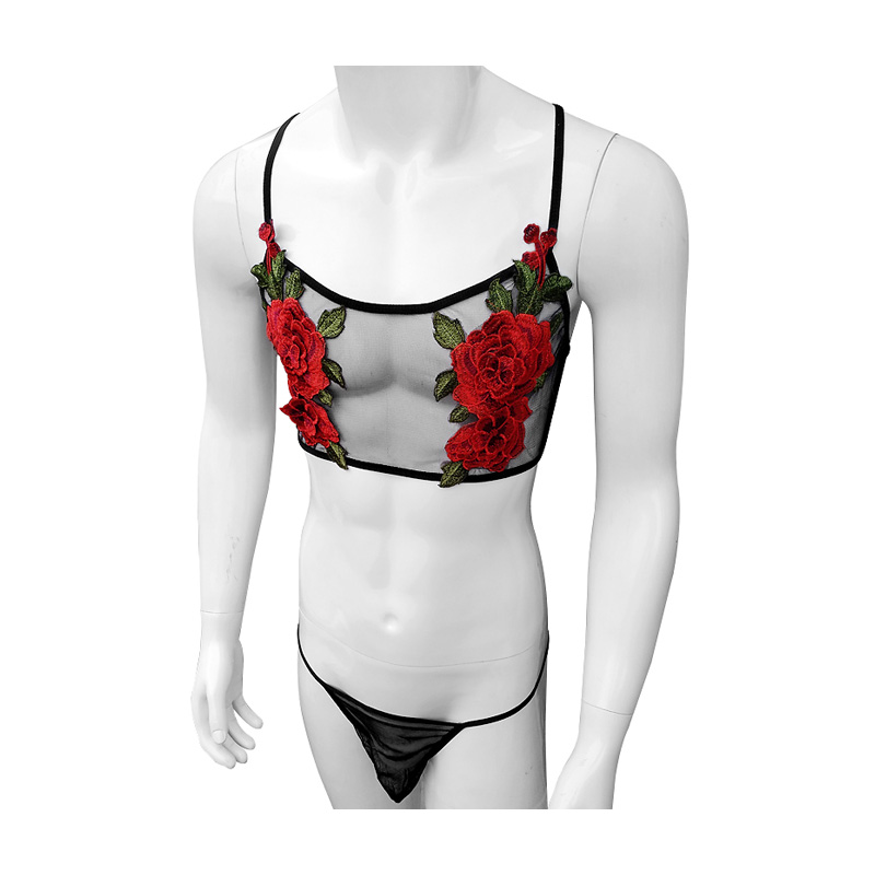 Sexy Embroidery Mens See Throu - Sheer Mesh Bra 리뷰 및 가격
